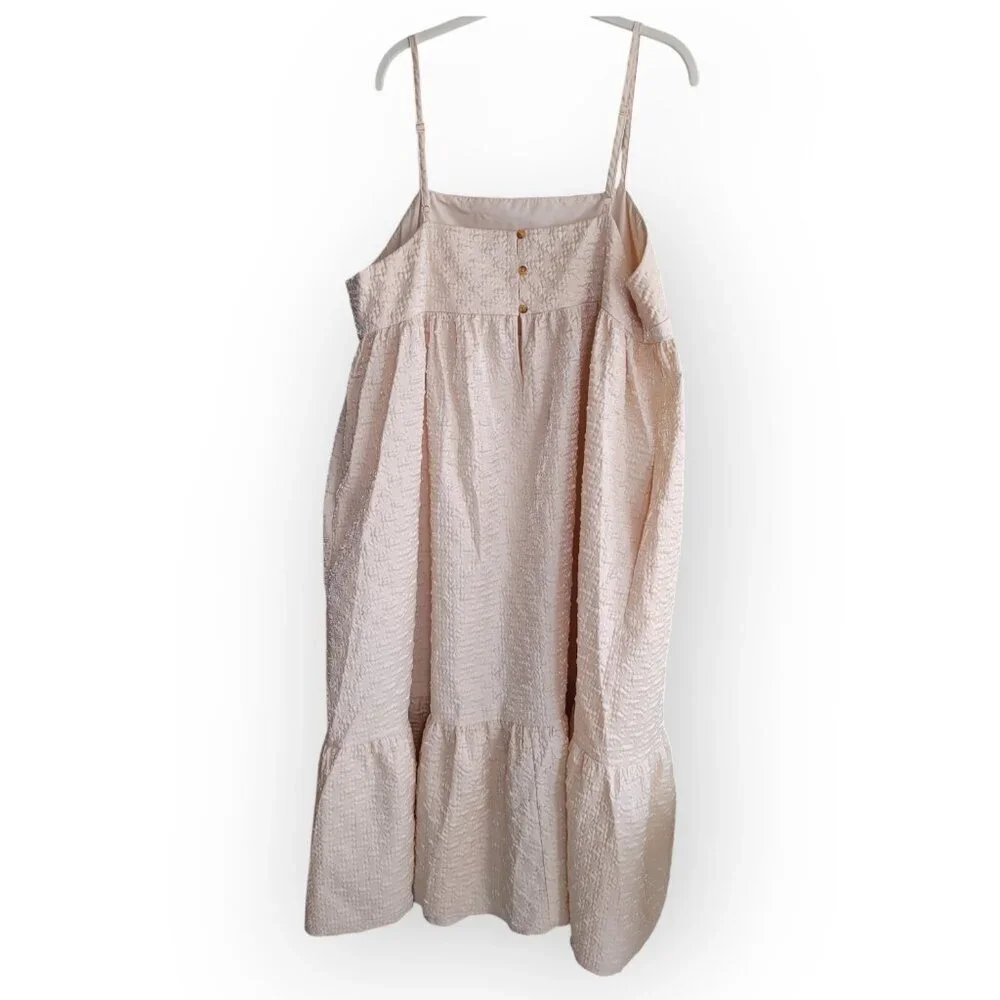 Kika Vargas x Target Cream Fairycore Midi Dress Empire Waist Size 1X Textured - Picture 5 of 13